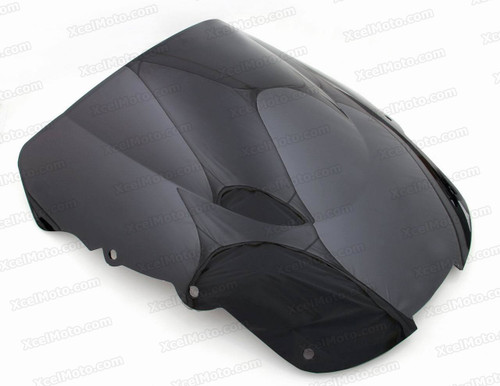 Motorcycle racing bubble windscreen for 1997 to 2003 Honda CBR1100XX, formed with a wedge-shaped bubble in the center of the windscreen, the racing windscreen is an efficient design that deflects wind off the rider, allowing higher speeds and improved rider comfort.