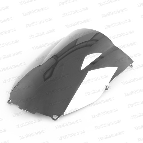 Motorcycle racing bubble windscreen for 2000 2001 Kawasaki Ninja ZX-6R 636, formed with a wedge-shaped bubble in the center of the windscreen, the racing windscreen is an efficient design that deflects wind off the rider, allowing higher speeds and improved rider comfort.