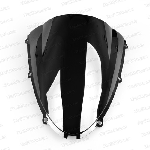 Motorcycle racing bubble windscreen for 2005 2006 Kawasaki Ninja ZX-6R 636, formed with a wedge-shaped bubble in the center of the windscreen, the racing windscreen is an efficient design that deflects wind off the rider, allowing higher speeds and improved rider comfort.