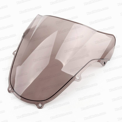 Motorcycle racing bubble windscreen for 2001 2002 2003 Suzuki GSXR750, formed with a wedge-shaped bubble in the center of the windscreen, the racing windscreen is an efficient design that deflects wind off the rider, allowing higher speeds and improved rider comfort.
