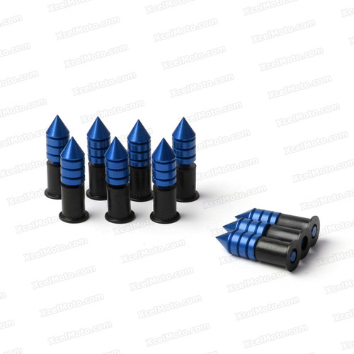 The Windscreen Spike Bolts comes with aluminum bolts, nylon washers, well nuts and each of them contains 10 pieces. A Well nut Kit consists of flange neoprene bushings with a captive brass nut and spike head screws. This Fastener Kits are designed to provide a vibration resistant attachment to the fairing.