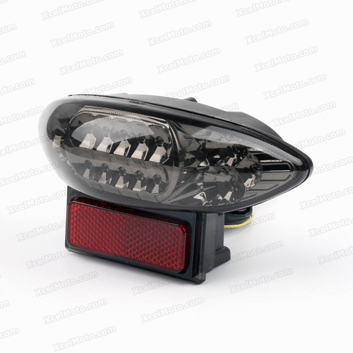 The LED turn signals integrated taillights assembly was compatible with 2003 2004 2005 2006 Suzuki Katana 600/750, this taillights combines tail lights and turn signals into one unit and are more functional.