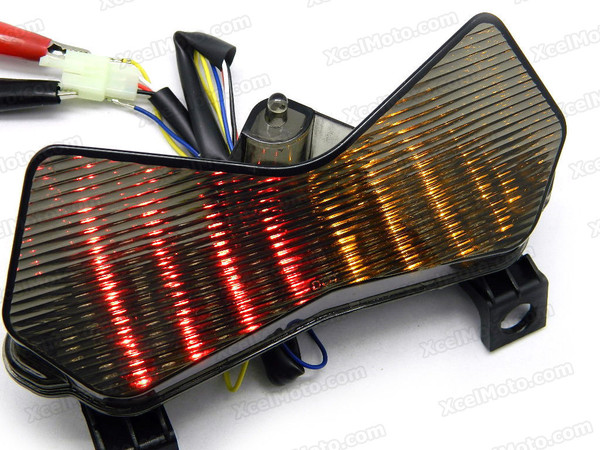 The LED turn signals integrated taillights assembly was compatible with 2003 2004 Kawasaki Ninja ZX-6R, this taillights combines tail lights and turn signals into one unit and are more functional.