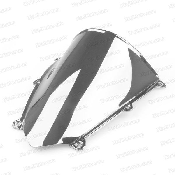 Motorcycle racing windscreen for 2007 to 2012 Honda CBR600RR, formed with a wedge-shaped bubble in the center of the windscreen, the racing windscreen is an efficient design that deflects wind off the rider, allowing higher speeds and improved rider comfort.