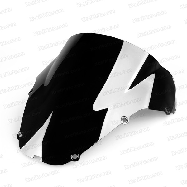 Motorcycle racing windscreen for 2000 2001 Honda CBR900RR 929, formed with a wedge-shaped bubble in the center of the windscreen, the racing windscreen is an efficient design that deflects wind off the rider, allowing higher speeds and improved rider comfort.