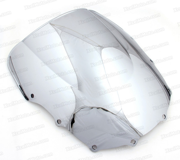 Motorcycle racing bubble windscreen for 2002 Kawasaki Ninja ZX-6R 636, formed with a wedge-shaped bubble in the center of the windscreen, the racing windscreen is an efficient design that deflects wind off the rider, allowing higher speeds and improved rider comfort.