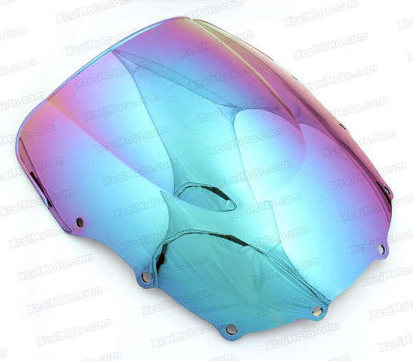 Motorcycle racing bubble windscreen for 2005 2006 2007 2008 Kawasaki ZZR600, formed with a wedge-shaped bubble in the center of the windscreen, the racing windscreen is an efficient design that deflects wind off the rider, allowing higher speeds and improved rider comfort.