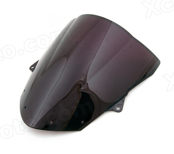Motorcycle racing bubble windscreen for 2009 to 2015 Kawasaki Ninja ZX-6R 636, formed with a wedge-shaped bubble in the center of the windscreen, the racing windscreen is an efficient design that deflects wind off the rider, allowing higher speeds and improved rider comfort.