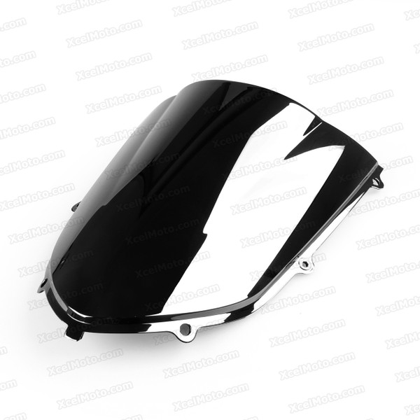 Motorcycle racing bubble windscreen for 2004 2005 Kawasaki Ninja ZX-10R, formed with a wedge-shaped bubble in the center of the windscreen, the racing windscreen is an efficient design that deflects wind off the rider, allowing higher speeds and improved rider comfort.