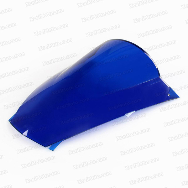 Motorcycle racing bubble windscreen for 2002 2003 2004 2005 Kawasaki Ninja ZX-12R, formed with a wedge-shaped bubble in the center of the windscreen, the racing windscreen is an efficient design that deflects wind off the rider, allowing higher speeds and improved rider comfort.
