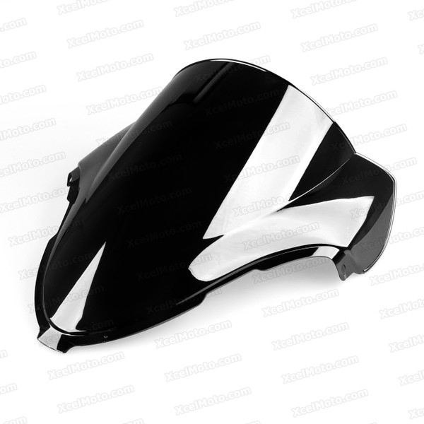 Motorcycle racing bubble windscreen for 1999 to 2007 Suzuki Hayabusa GSXR1300, formed with a wedge-shaped bubble in the center of the windscreen, the racing windscreen is an efficient design that deflects wind off the rider, allowing higher speeds and improved rider comfort.