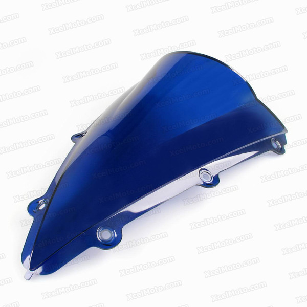 Motorcycle racing bubble windscreen for 2004 2005 2006 Yamaha YZF-R1, formed with a wedge-shaped bubble in the center of the windscreen, the racing windscreen is an efficient design that deflects wind off the rider, allowing higher speeds and improved rider comfort.