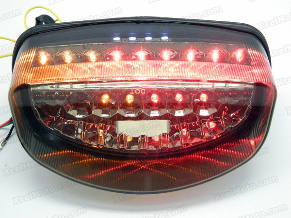The LED turn signals integrated taillights assembly was compatible with 1997 1998 Honda CBR1100XX, this taillights combines tail lights and turn signals into one unit and are more functional.