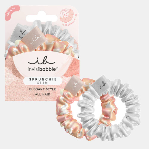 Slim Bella Chrome – Elastico in tessuto Rosa & Argento con spirale interna