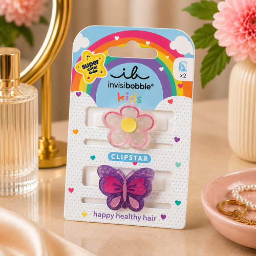 Clipstar Kids Glow Happy Flower – Mini pinze per capelli 2pz