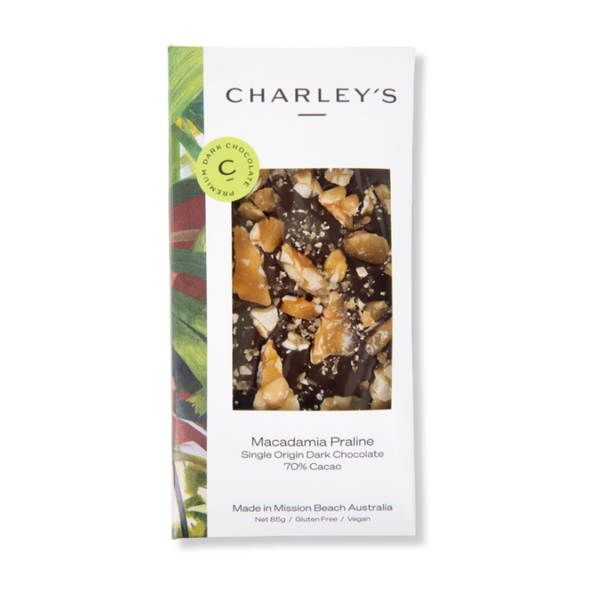 Macadamia Praline - Dark Chocolate PLUS - Plastic free packaging