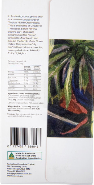 Crocodile Mountain - Premium Plain Dark Chocolate - Plastic free packaging