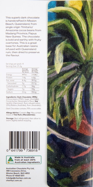 Rum and Raisin - Dark Chocolate PLUS - Plastic free packaging
