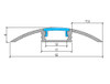 Flat aluminium LED profile cross section showing slim low profile channel design for surface mounting
