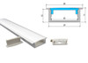 Wide recessed LED profile kit with aluminium channel diffuser end caps and mounting accessories