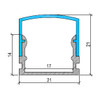 deep box aluminium LED profile surface mounted cross section technical drawing dimensions