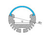 oval aluminium LED profile cross section curved diffuser channel technical drawing