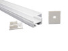 Suspended LED profile kit with aluminium channel square diffuser suspension cables and mounting accessories