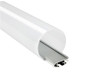 Round LED aluminium profile with diffuser showing even 360 degree light distribution