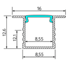 Mini recessed LED aluminium profile Type 2 cross section with compact dimensions for narrow installations