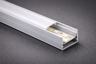 LED strip mounted inside an aluminium profile channel showing proper heatsinking installation