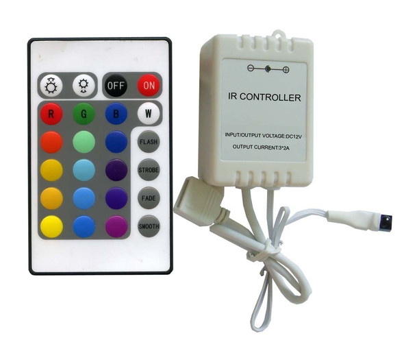  LED Controller 24 Button IR Remote 3 Channel RGB Reduced