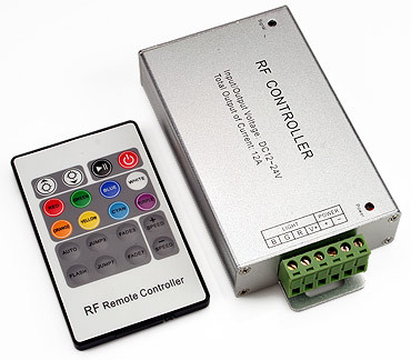 RGB LED controller with 20 key RF remote and receiver for colour changing strip lighting control