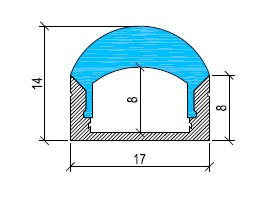 zoom aluminium LED profile cross section clear diffuser dimensions technical drawing