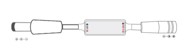 Compact inline LED dimmer module with input and output connections for easy installation