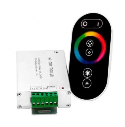 RGB LED controller with touch RF remote and receiver for colour changing strip lighting control