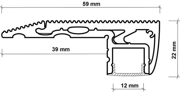 Stair nosing aluminium LED profile for step lighting with integrated LED strip channel