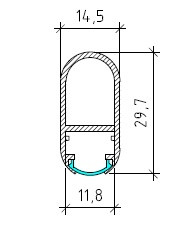 hanging rail LED profile cross section dimensions aluminium oval rail profile