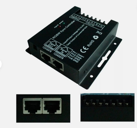 LED dimmer controller unit with input output terminals and sync functionality for multiple controllers