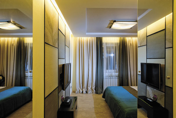 LED light strip installed behind curtain for decorative lighting