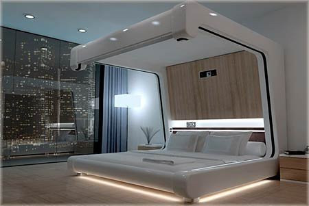 RGB LED underglow lighting installed under modern furniture