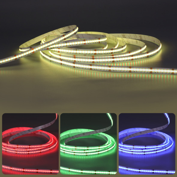 FCOB RGB+CCT LED strip warm white with RGB colour insets