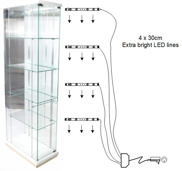 LED Lights for Glass Display Cabinets Natural White Super Bright with Corner Profiles