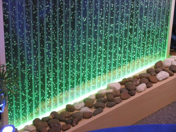 LED light installed in outdoor garden water feature