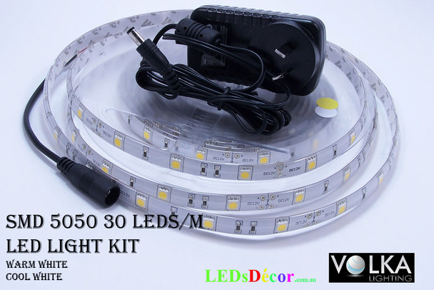 5050 30 LEDs/m Water Resistant LED Light D.I.Y Kit White