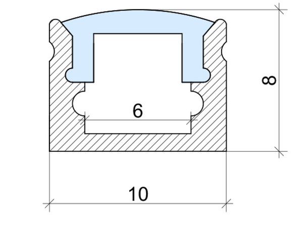 Mini surface mounted LED profile cross section with compact dimensions for low profile installations