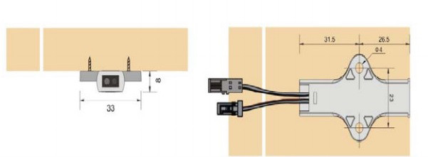 Cabinet IR sensor switch wiring diagram showing door activated LED lighting connection