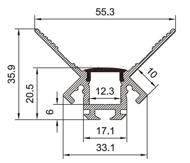 Plaster In Internal Corner Aluminium LED Profile 100cm Reduced