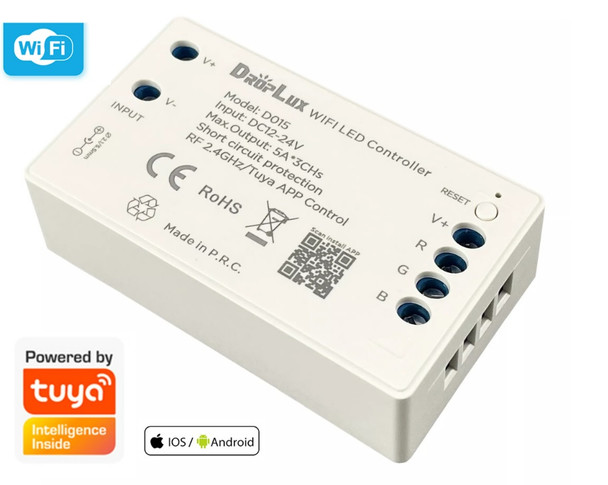 WiFi wireless RGB LED controller receiver unit for smart colour changing strip lighting control