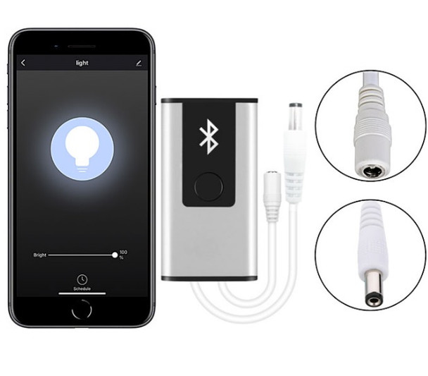 WiFi Bluetooth single colour LED dimmer control via smartphone app interface for brightness adjustment