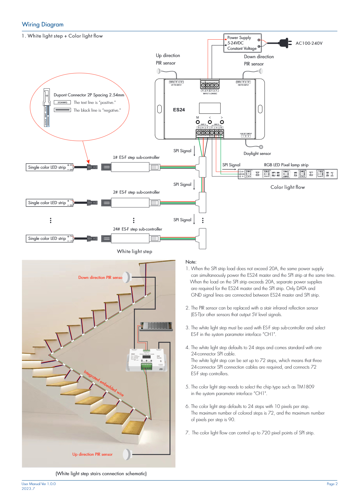 ES24 wiring diagram for white light steps and colour light flow